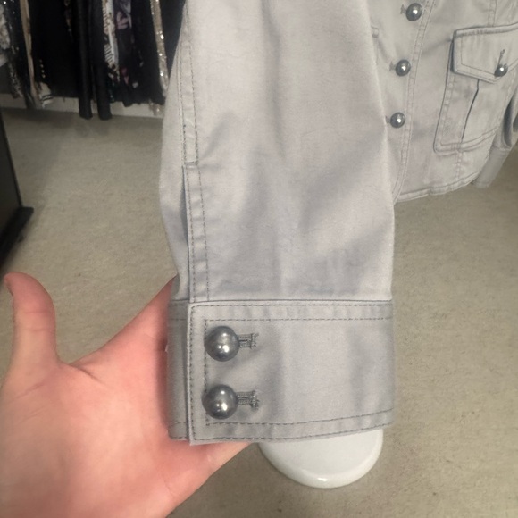 White House Black Market Light Silver/Gray Utility Jacket - Picture 4 of 5